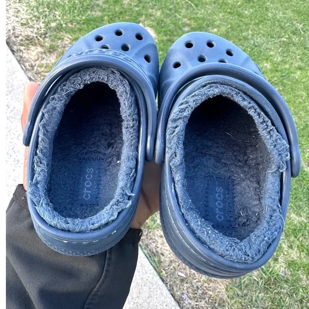 Crocs Kids Baya Lined Fuzzy Clogs Toddler‎ Boy Size 8 Blue Sandals
